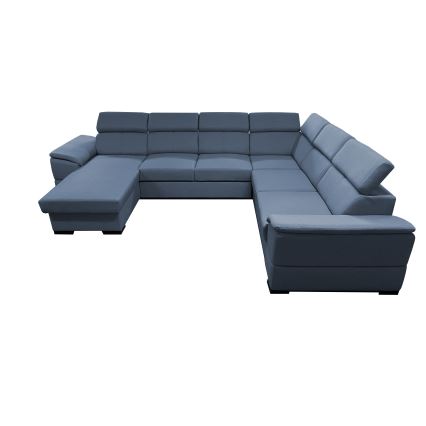 U-shaped folding lounge suite with universal corner with a storage space GRANADA blue