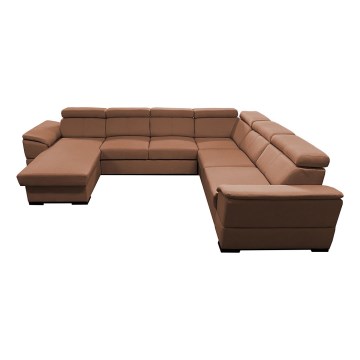 U-shaped folding lounge suite with universal corner with a storage space GRANADA brown
