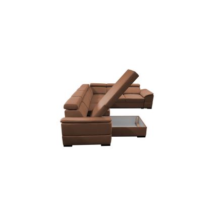 U-shaped folding lounge suite with universal corner with a storage space GRANADA brown
