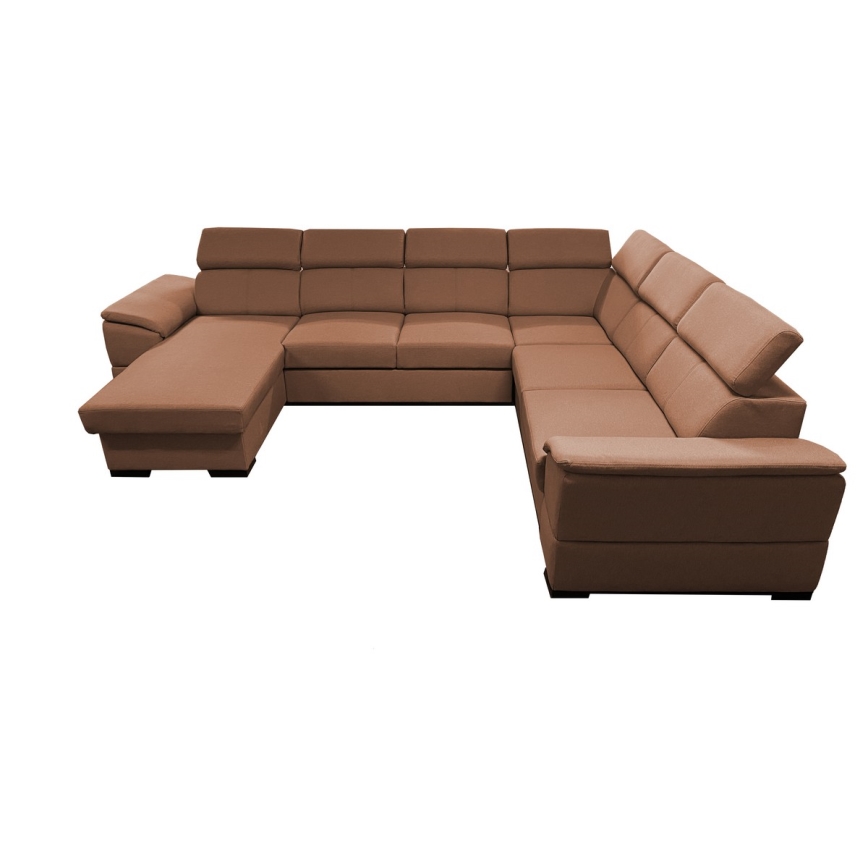 U-shaped folding lounge suite with universal corner with a storage space GRANADA brown