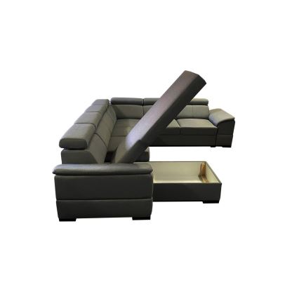 U-shaped folding lounge suite with universal corner with a storage space GRANADA dark grey