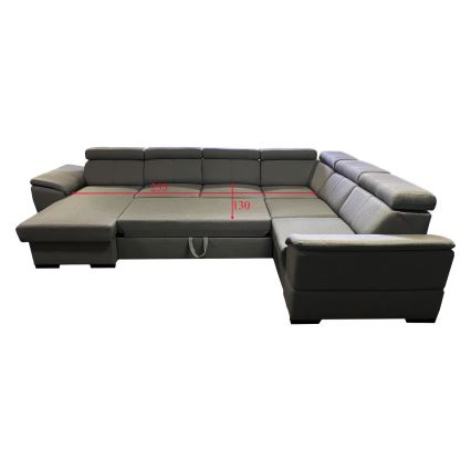 U-shaped folding lounge suite with universal corner with a storage space GRANADA dark grey