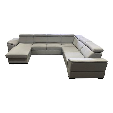 U-shaped folding lounge suite with universal corner with a storage space GRANADA light grey