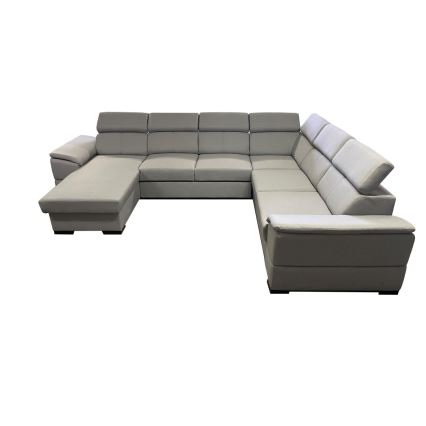 U-shaped folding lounge suite with universal corner with a storage space GRANADA light grey