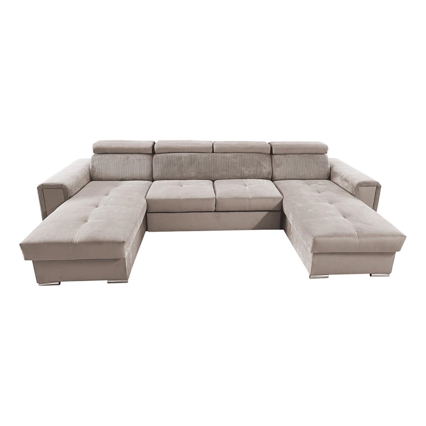 U-shaped folding lounge suite with universal corner with a storage space SALVADA beige