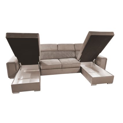 U-shaped folding lounge suite with universal corner with a storage space SALVADA beige