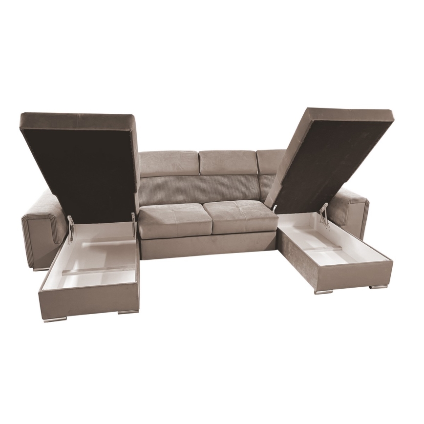 U-shaped folding lounge suite with universal corner with a storage space SALVADA beige