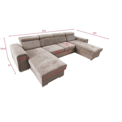 U-shaped folding lounge suite with universal corner with a storage space SALVADA beige