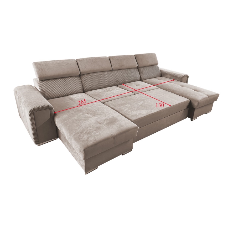 U-shaped folding lounge suite with universal corner with a storage space SALVADA beige