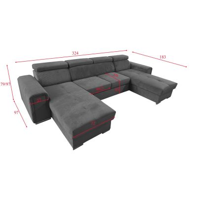 U-shaped folding lounge suite with universal corner with a storage space SALVADA dark grey