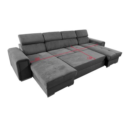 U-shaped folding lounge suite with universal corner with a storage space SALVADA dark grey