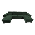 U-shaped folding lounge suite with universal corner with a storage space SALVADA green
