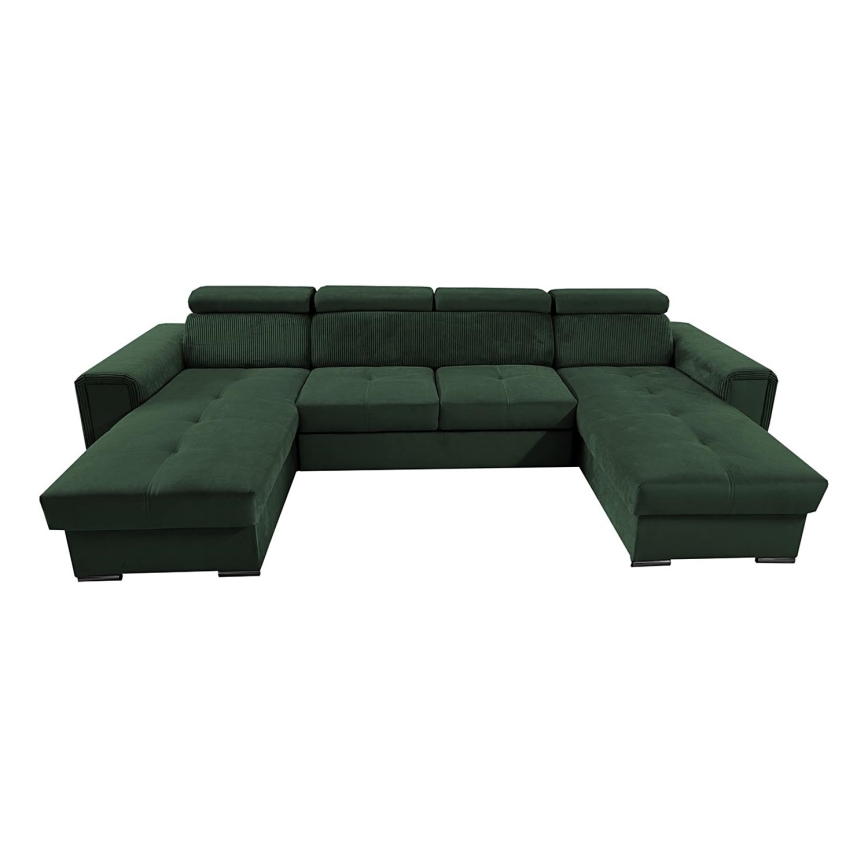 U-shaped folding lounge suite with universal corner with a storage space SALVADA green