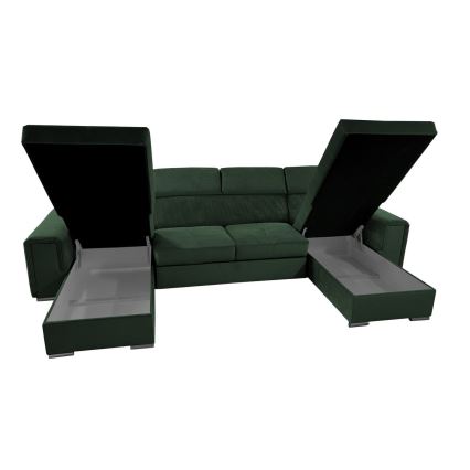 U-shaped folding lounge suite with universal corner with a storage space SALVADA green