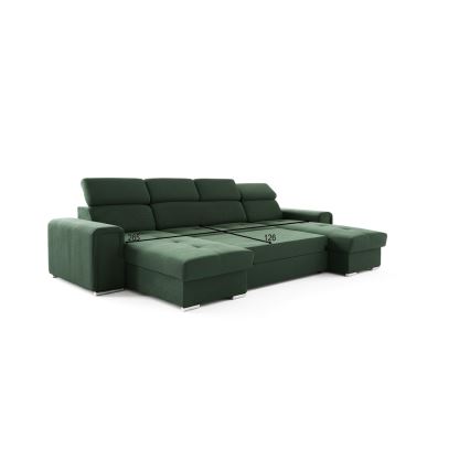 U-shaped folding lounge suite with universal corner with a storage space SALVADA green