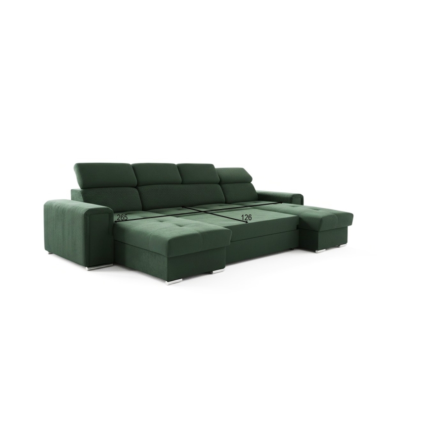 U-shaped folding lounge suite with universal corner with a storage space SALVADA green