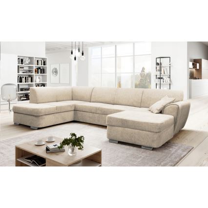 U-shaped upholstered folding corner lounge suite SERPA left beige
