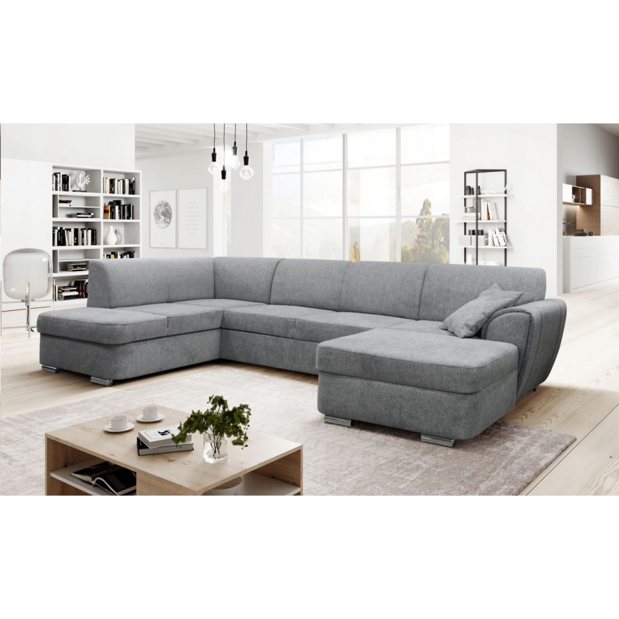 U-shaped upholstered folding corner lounge suite SERPA left grey