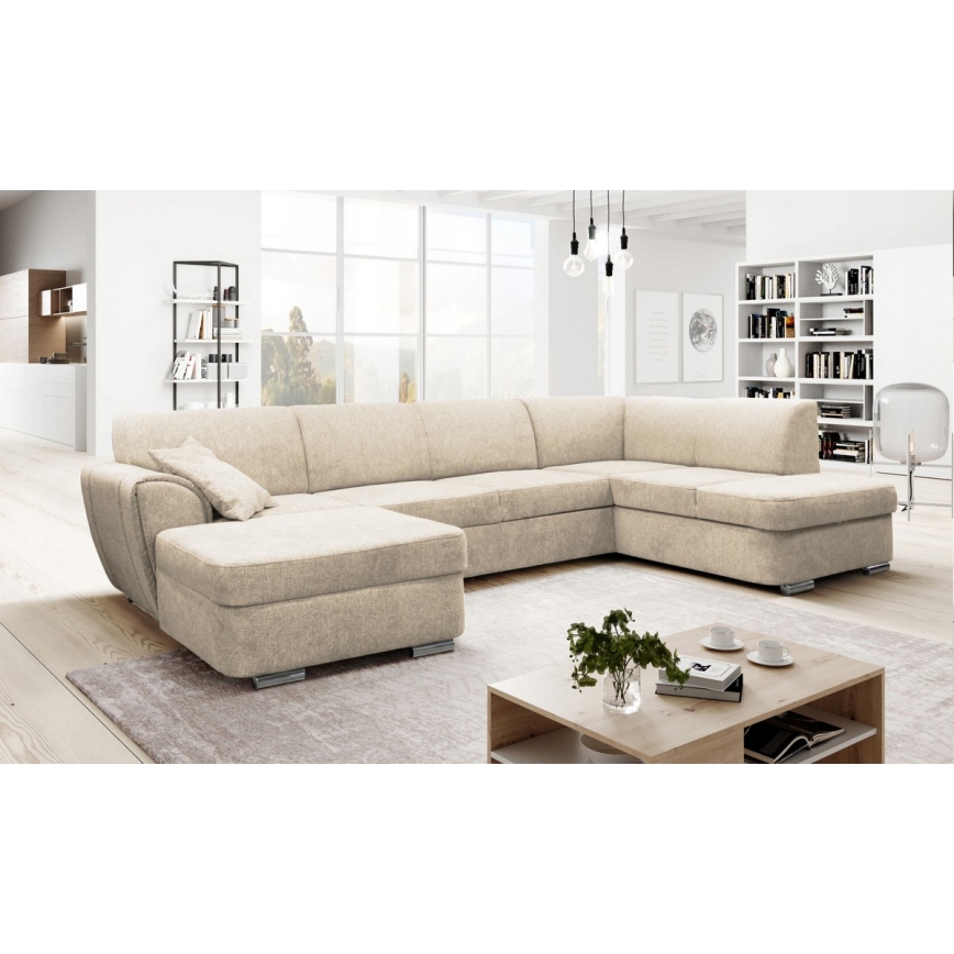 U-shaped upholstered folding corner lounge suite SERPA right beige