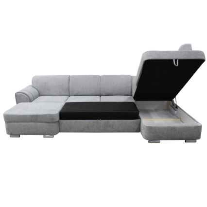 U-shaped upholstered folding corner lounge suite SERPA right grey