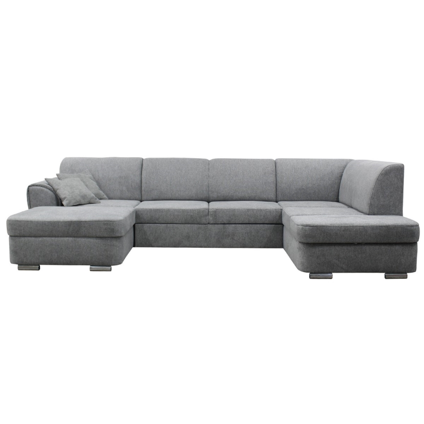 U-shaped upholstered folding corner lounge suite SERPA right grey