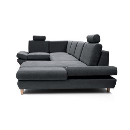 U-shaped upholstered folding corner lounge suite with a storage space AVESTA anthracite