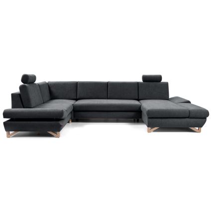 U-shaped upholstered folding corner lounge suite with a storage space AVESTA anthracite
