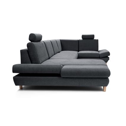 U-shaped upholstered folding corner lounge suite with a storage space AVESTA anthracite