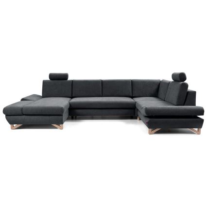 U-shaped upholstered folding corner lounge suite with a storage space AVESTA anthracite