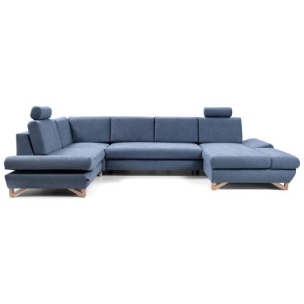 U-shaped upholstered folding corner lounge suite with a storage space AVESTA blue