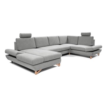 U-shaped upholstered folding corner lounge suite with a storage space AVESTA grey