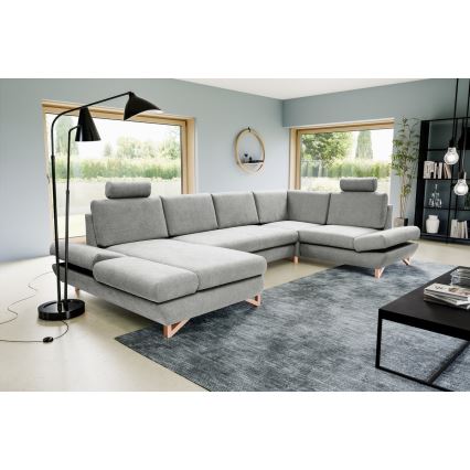 U-shaped upholstered folding corner lounge suite with a storage space AVESTA grey