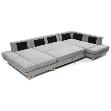 U-shaped upholstered folding corner lounge suite with a storage space AVESTA grey