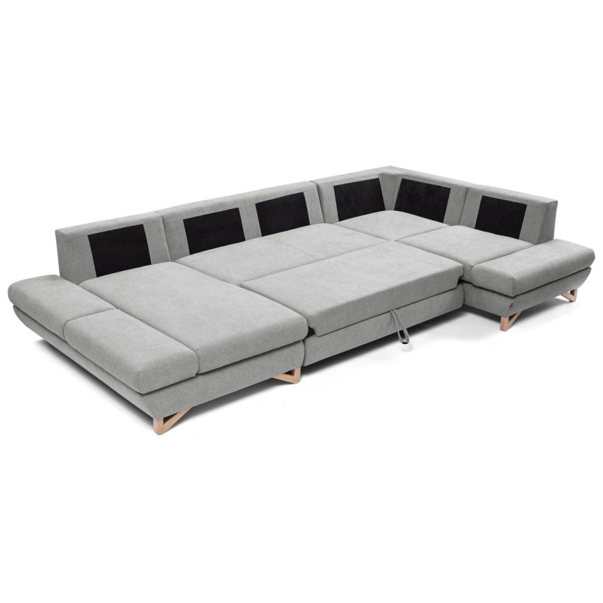 U-shaped upholstered folding corner lounge suite with a storage space AVESTA grey
