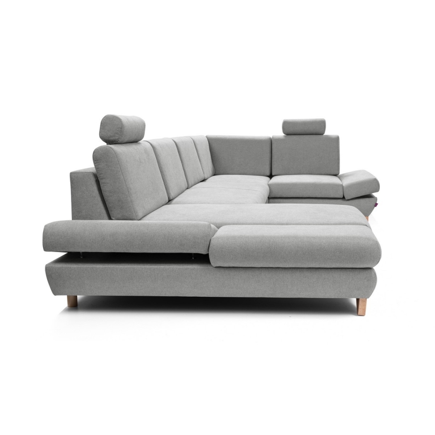 U-shaped upholstered folding corner lounge suite with a storage space AVESTA grey