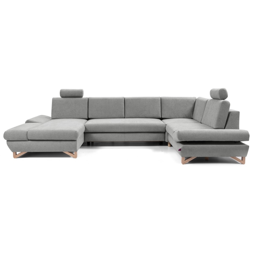 U-shaped upholstered folding corner lounge suite with a storage space AVESTA grey