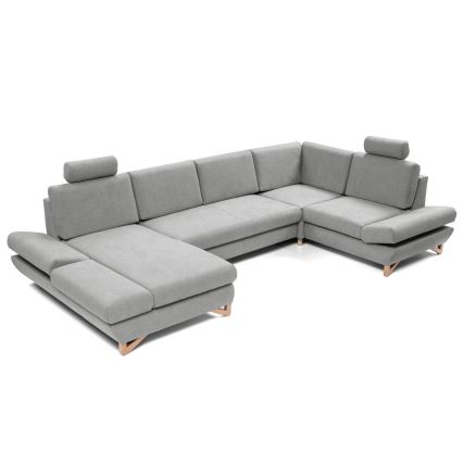 U-shaped upholstered folding corner lounge suite with a storage space AVESTA grey