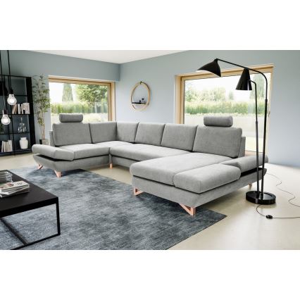 U-shaped upholstered folding corner lounge suite with a storage space AVESTA grey