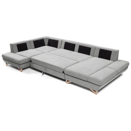 U-shaped upholstered folding corner lounge suite with a storage space AVESTA grey