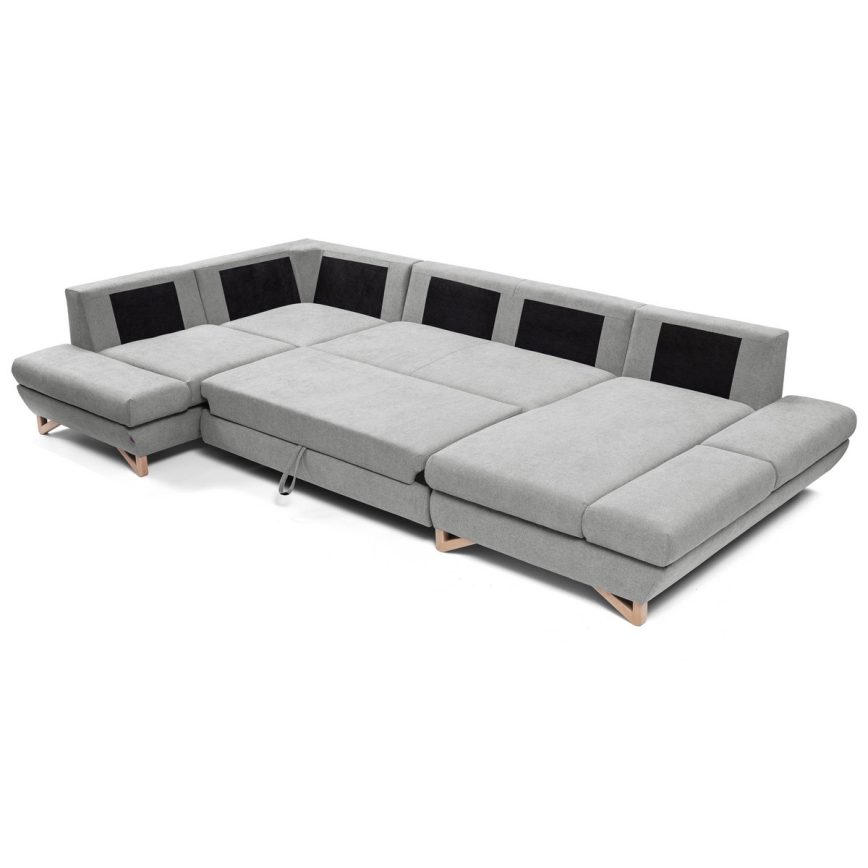 U-shaped upholstered folding corner lounge suite with a storage space AVESTA grey