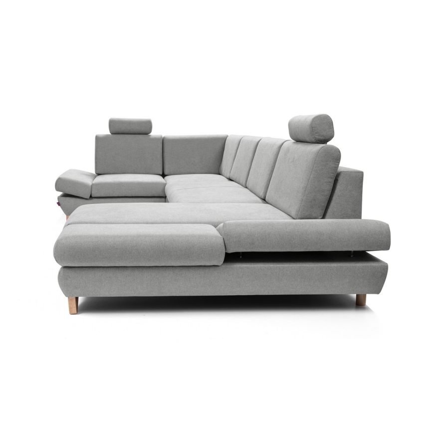 U-shaped upholstered folding corner lounge suite with a storage space AVESTA grey