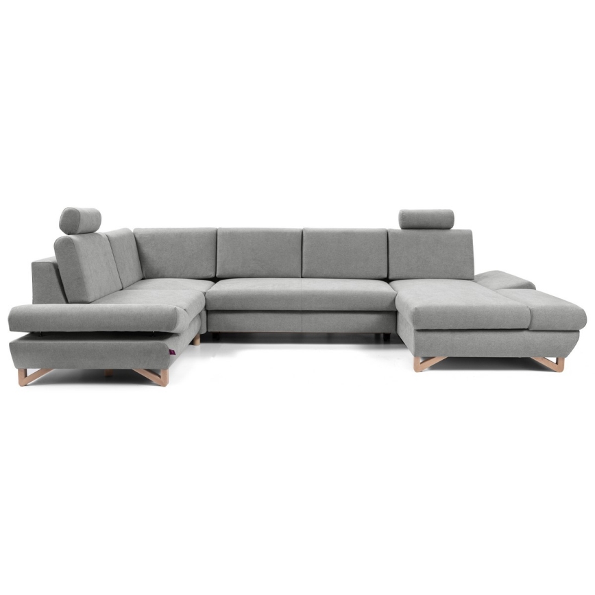 U-shaped upholstered folding corner lounge suite with a storage space AVESTA grey
