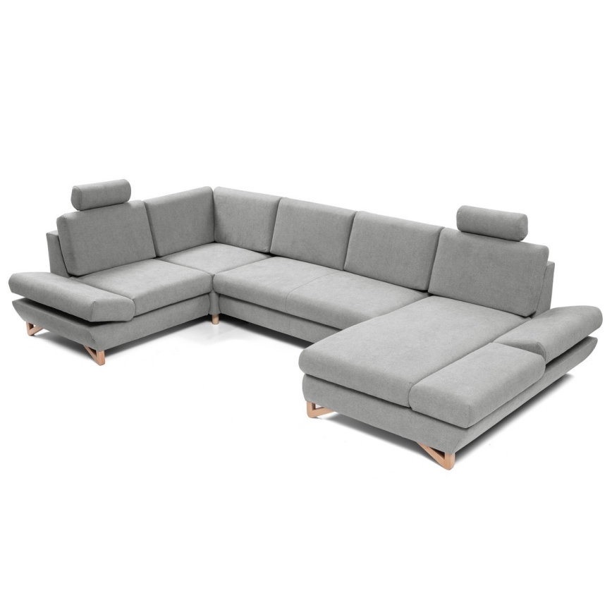 U-shaped upholstered folding corner lounge suite with a storage space AVESTA grey