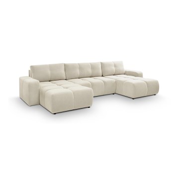 U-shaped upholstered folding lounge suite with a storage space ALMADA beige