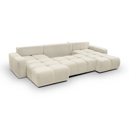 U-shaped upholstered folding lounge suite with a storage space ALMADA beige