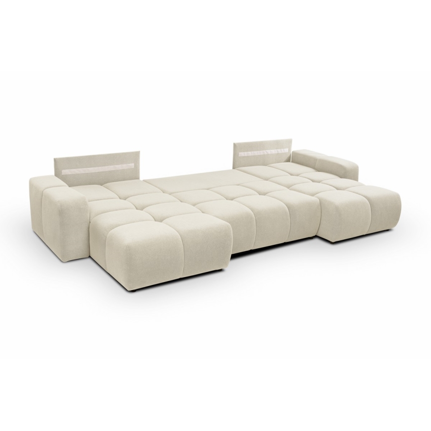 U-shaped upholstered folding lounge suite with a storage space ALMADA beige