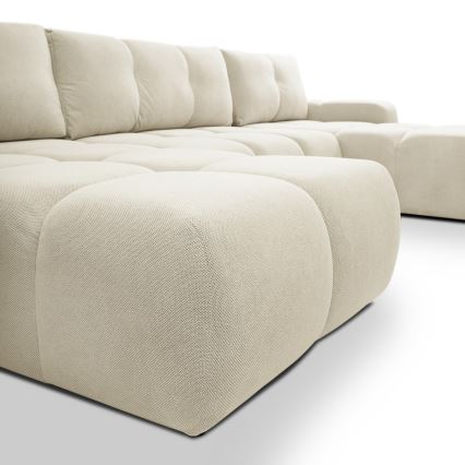 U-shaped upholstered folding lounge suite with a storage space ALMADA beige