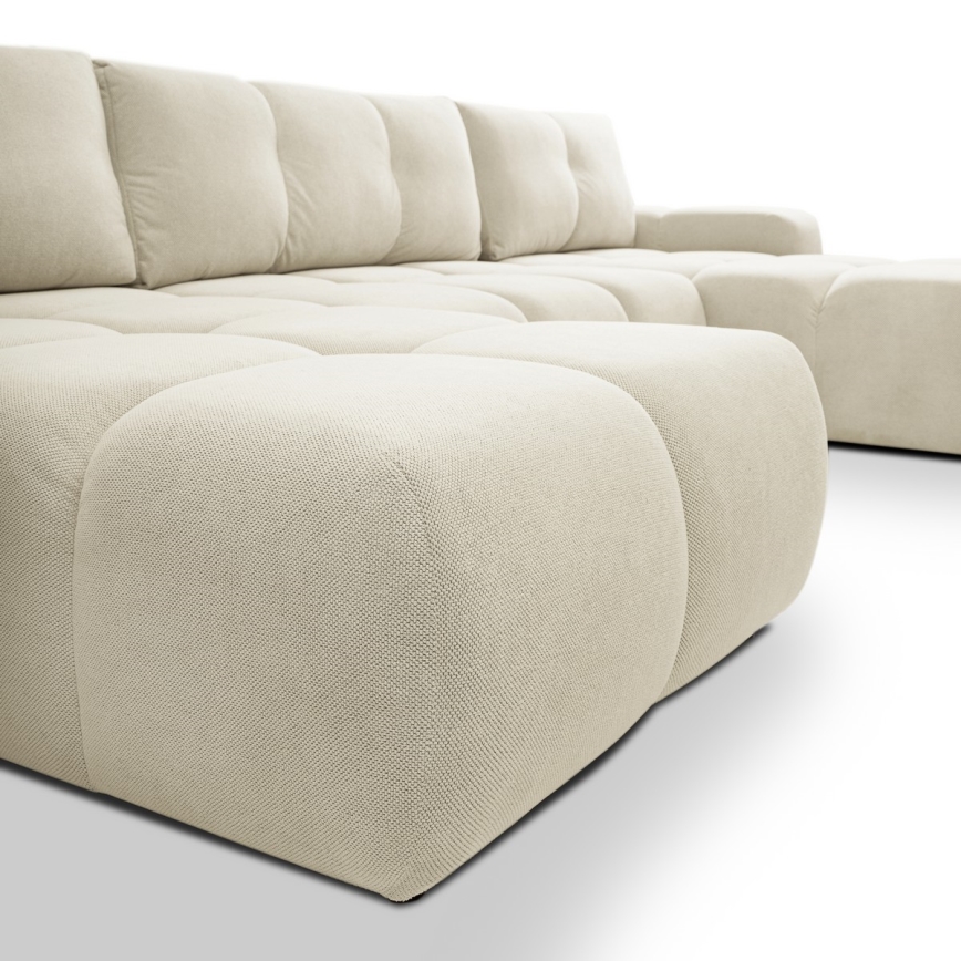 U-shaped upholstered folding lounge suite with a storage space ALMADA beige