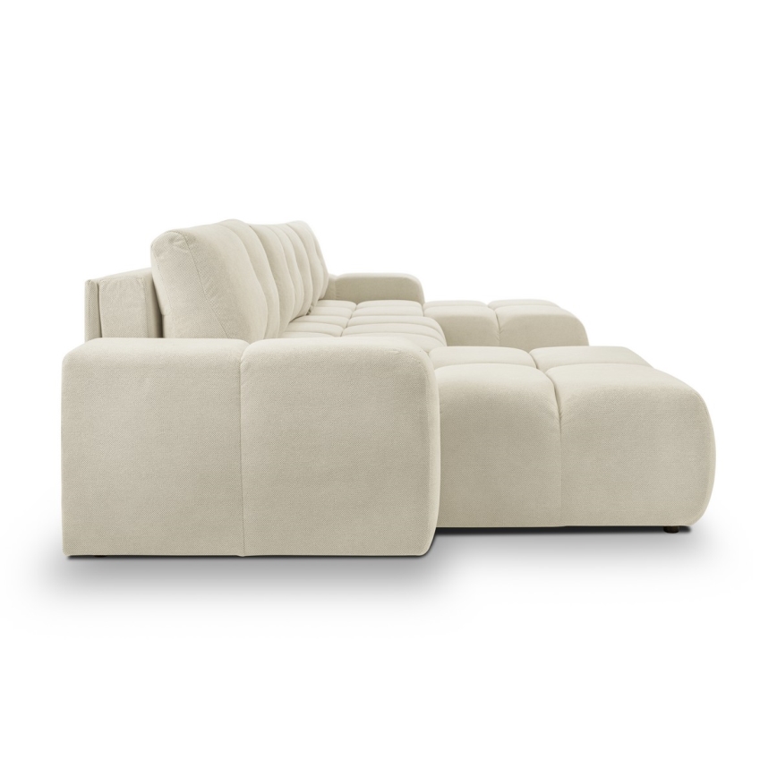 U-shaped upholstered folding lounge suite with a storage space ALMADA beige