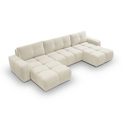 U-shaped upholstered folding lounge suite with a storage space ALMADA beige